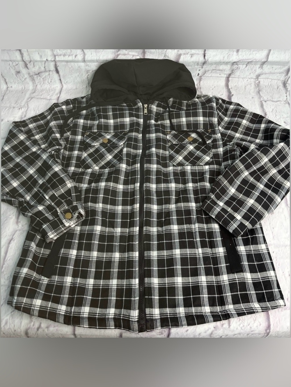 Men's Winter Cotton Plaid Shirts Jacket Warm Fleece Lined Flannel large